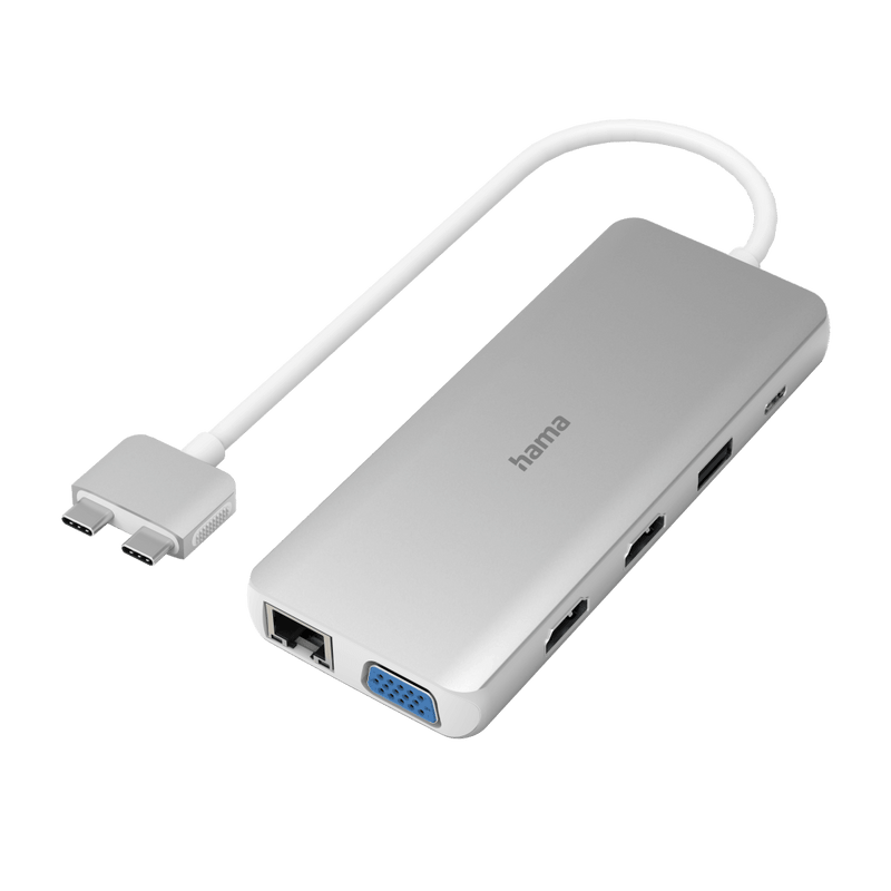 Hama 12 Ports Connect2Mac USB-C Multiport Hub - Silver/White | 458124 (7521178878140)
