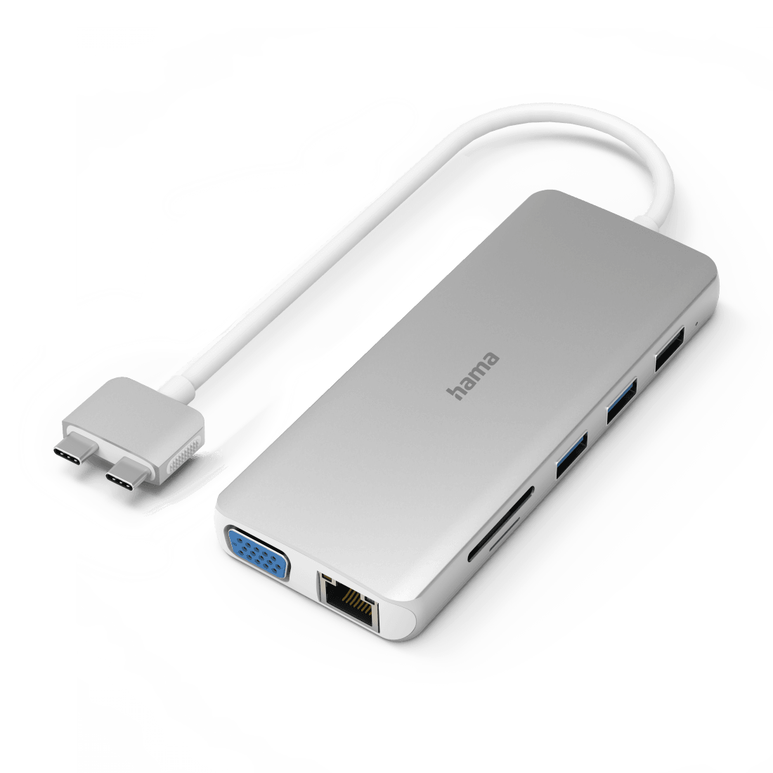 Hama 12 Ports Connect2Mac USB-C Multiport Hub - Silver/White | 458124 (7521178878140)