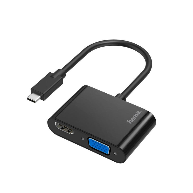 Hama 2-in-1 4K Ultra HD USB-C Plug Video Adapter - Black | 437143 (7528171372732)