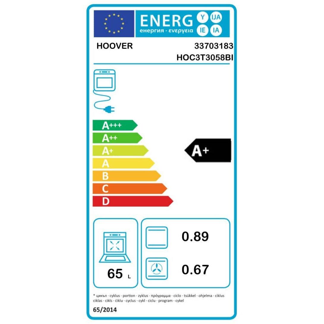 Hoover 65L Built-In Electric Single Oven - Black | HOC3T3058BI from DID Electrical - guaranteed Irish, guaranteed quality service. (6977543733436)