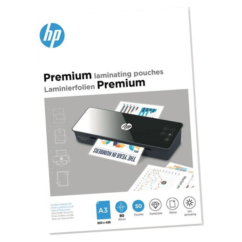 HP A3 80 Micron Premium Laminating Pouches - Transparent | HP9126 from DID Electrical - guaranteed Irish, guaranteed quality service. (6977632403644)