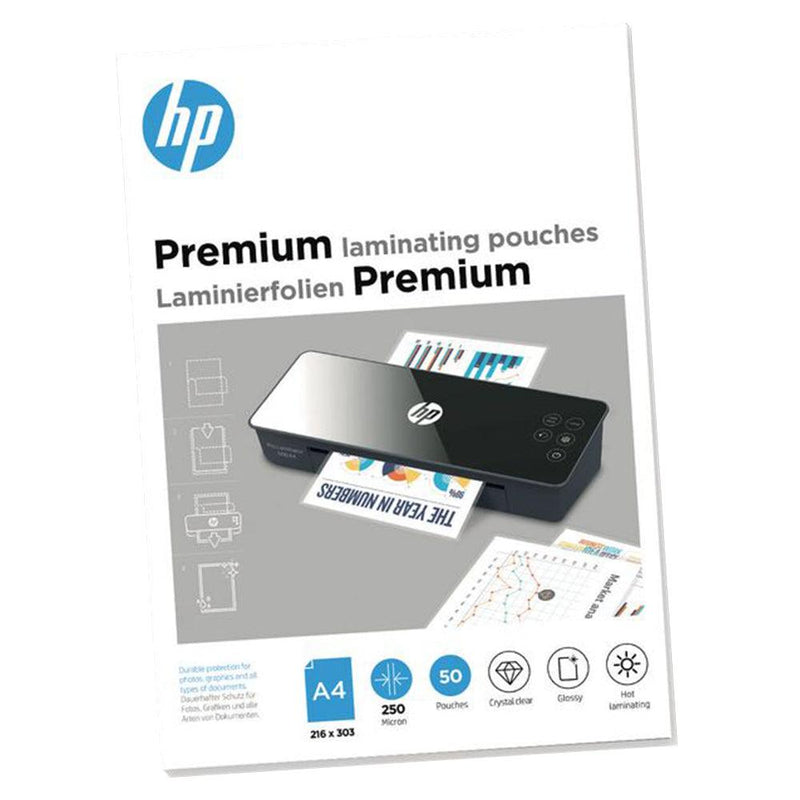 HP A4 250 Micron Premium Laminating Pouches - Transparent | HP9125 from DID Electrical - guaranteed Irish, guaranteed quality service. (6977632665788)