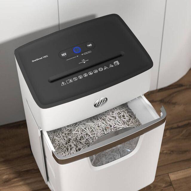 HP OneShred 15 Cross Cut 20L Shredder - White | HP2803 from DID Electrical - guaranteed Irish, guaranteed quality service. (6977630503100)