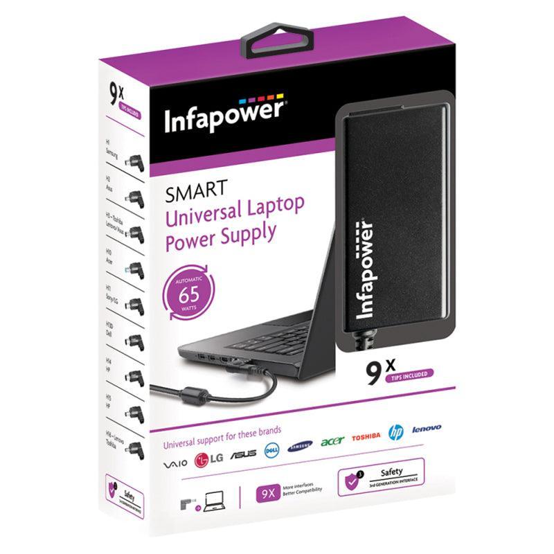 Infapower 65W Automatic Power Supply Laptop Charger - Black | 211425 (7451135443132)