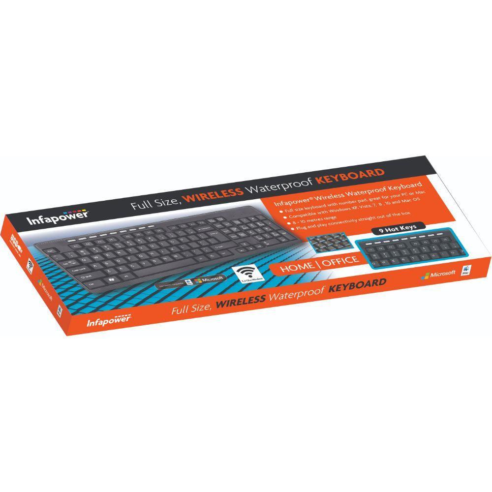 Infapower X204 Full Size Wireless Waterproof Keyboard - Black | 211937 (7312382755004)