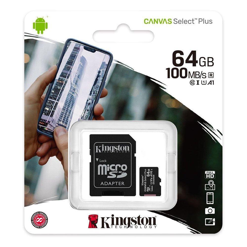 Kingston Canvas 64GB UHS-I Micro SD Card with Adapter - Black | 298697 from DID Electrical - guaranteed Irish, guaranteed quality service. (6977696104636)