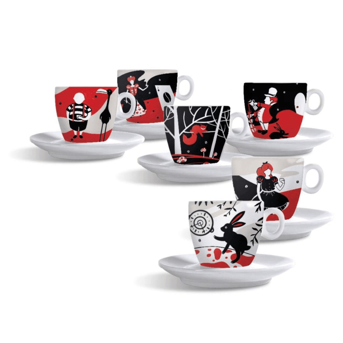 Lavazza Caffe Molinari Alice in Coffeeland Cappuccino Cups and Saucers - Set of 6 | 10079 (7530359029948)