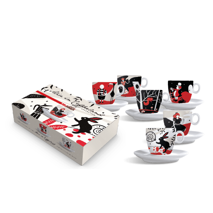 Lavazza Caffe Molinari Alice in Coffeeland Cappuccino Cups and Saucers - Set of 6 | 10079 (7530359029948)