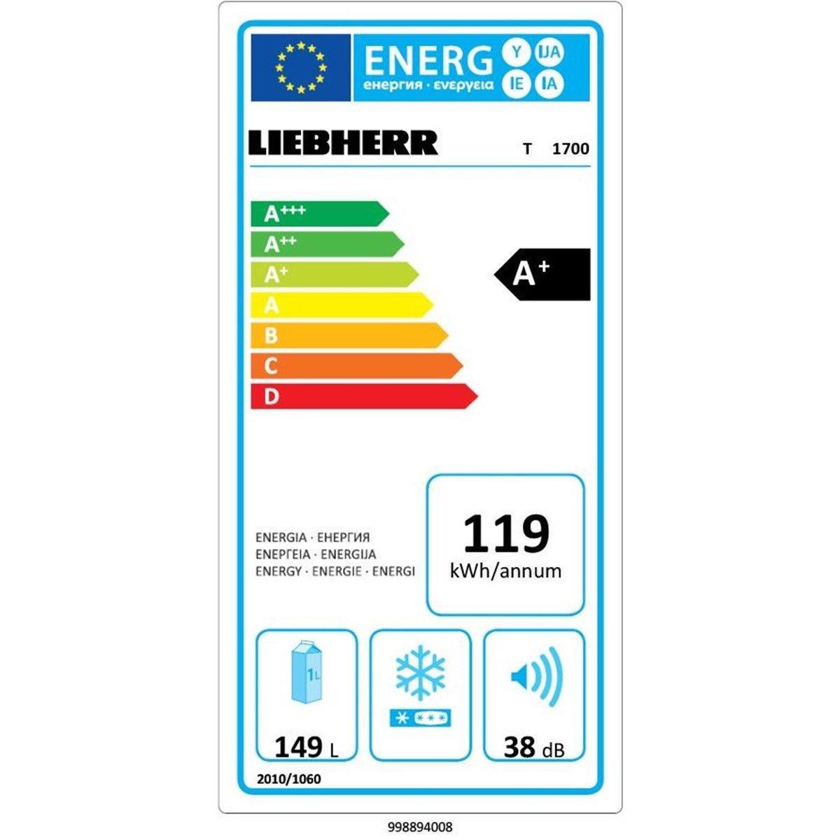 Liebherr 149L Undercounter Table Height Fridge - White | T1700 from DID Electrical - guaranteed Irish, guaranteed quality service. (6890734420156)