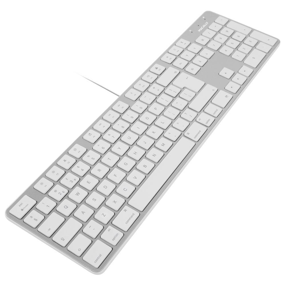 Macally 104 Key Ultra Slim USB British English Keyboard for Mac - White | SLIMKEYPROA (7494672613564)