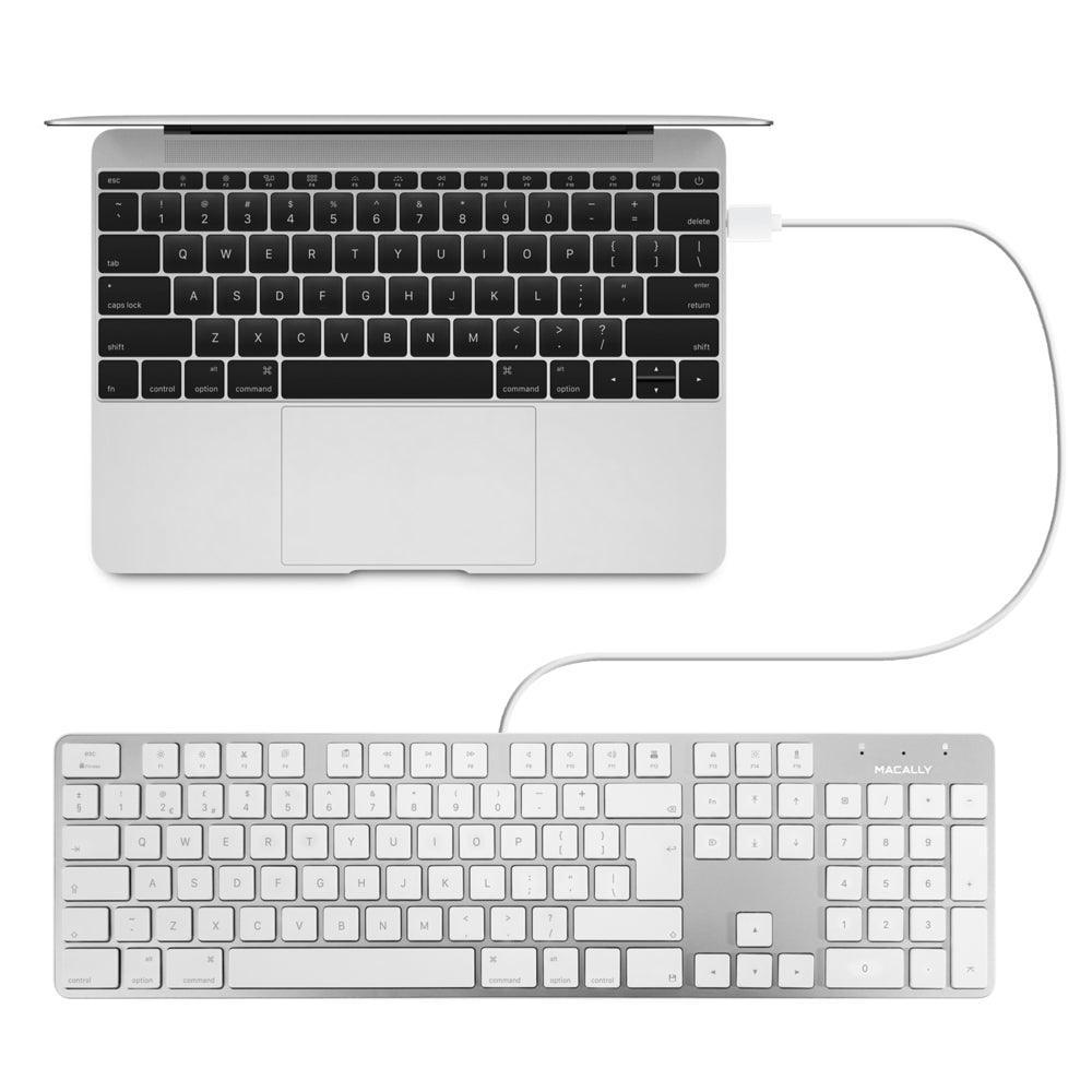 Macally 104 Key Ultra Slim USB British English Keyboard for Mac - White | SLIMKEYPROA (7494672613564)