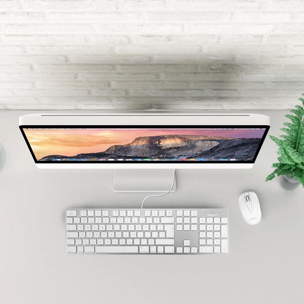 Macally 104 Key Ultra Slim USB British English Keyboard for Mac - White | SLIMKEYPROA (7494672613564)