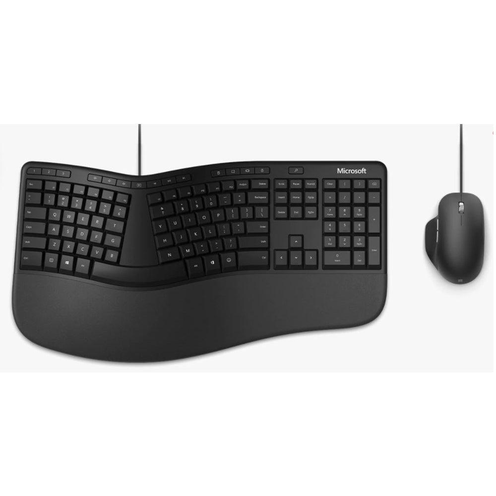 Microsoft Ergonomic Desktop Wired Keyboard & Mouse Set - Black | RJU-00004 from DID Electrical - guaranteed Irish, guaranteed quality service. (6977583775932)