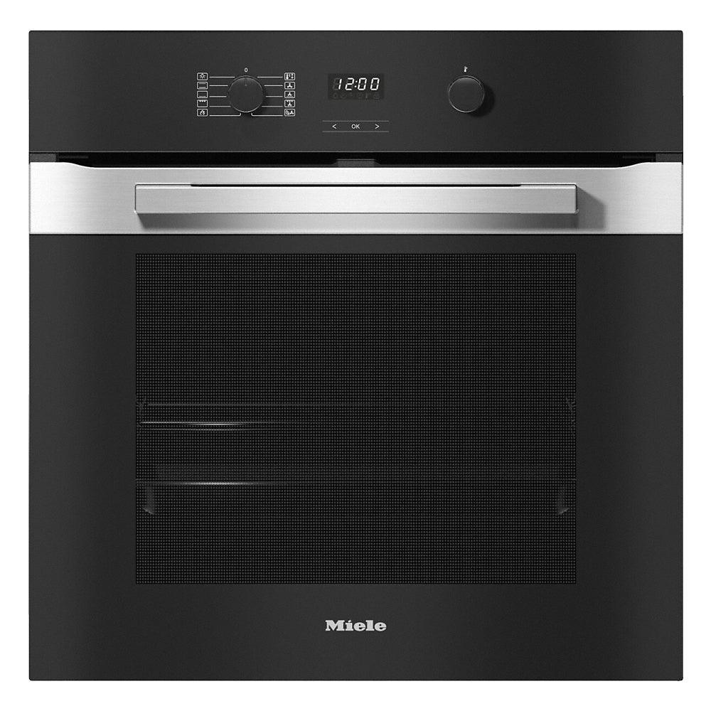 Miele 76L Built-In Electric Single Oven - Black &amp; Clean Steel | H2860BP (7096610455740)