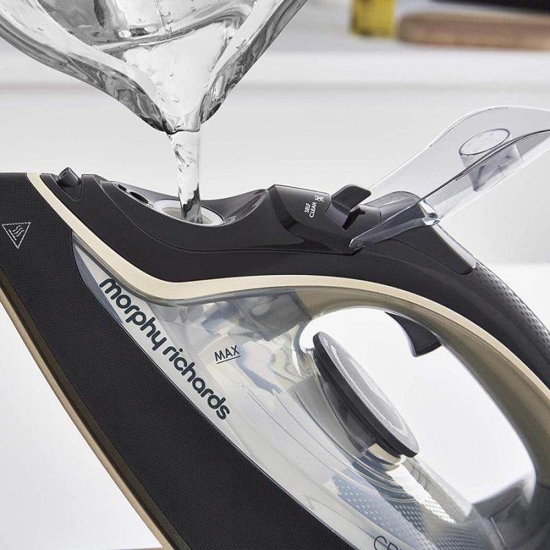 Morphy Richards Crystal Clear 35g Steam Output Steam Iron  - Black & Gold | 300302 (7238757974204)