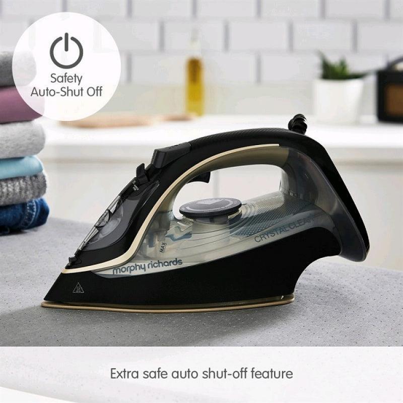 Morphy Richards Crystal Clear 35g Steam Output Steam Iron  - Black & Gold | 300302 (7238757974204)