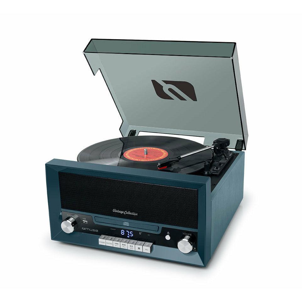 Muse 20W Turntable Micro System with CD Player - Blue | MT-112NB (7509548335292)