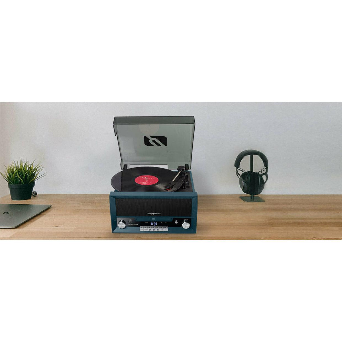 Muse 20W Turntable Micro System with CD Player - Blue | MT-112NB (7509548335292)