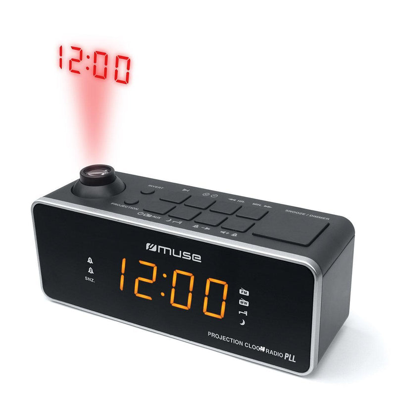 Muse PLL Clock Radio with Projection - Black | M-188P (7513067094204)