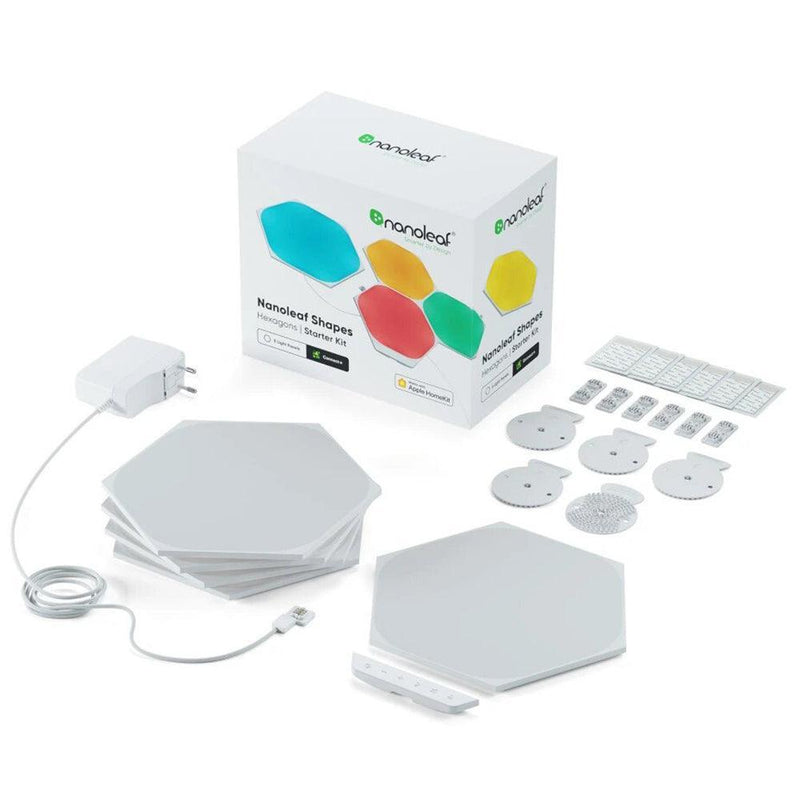 Nanoleaf Shapes Hexagon Starter Kit Pack of 5 - White | NL42-5002HX-5 from DID Electrical - guaranteed Irish, guaranteed quality service. (6977567293628)