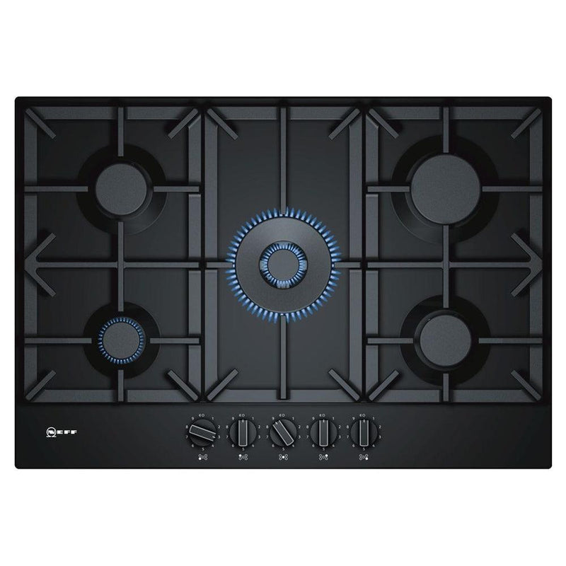 Neff 75cm 5 Burner Built-In Gas Hob - Black | T27DS59S0 from DID Electrical - guaranteed Irish, guaranteed quality service. (6890806542524)