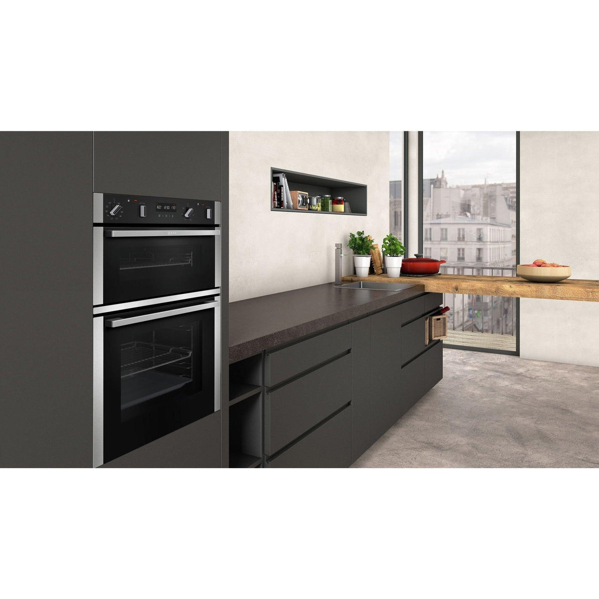 Neff N50 Built-In Electric Double Oven - Black &amp; Stainless Steel | U2ACM7HN0B from DID Electrical - guaranteed Irish, guaranteed quality service. (6890785013948)