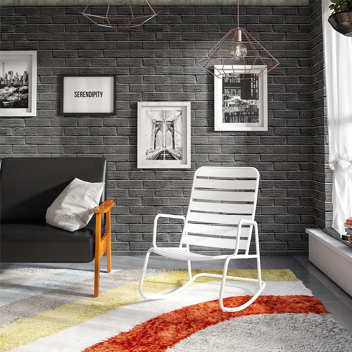 Novogratz Roberta Metal Rocking Chair - White | 88065WHT1E from DID Electrical - guaranteed Irish, guaranteed quality service. (6977708327100)