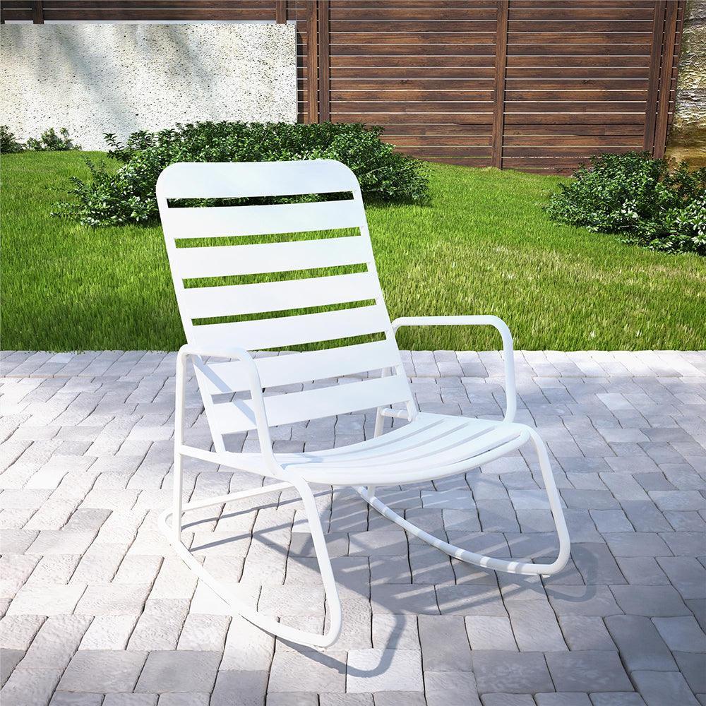 Novogratz Roberta Metal Rocking Chair - White | 88065WHT1E from DID Electrical - guaranteed Irish, guaranteed quality service. (6977708327100)