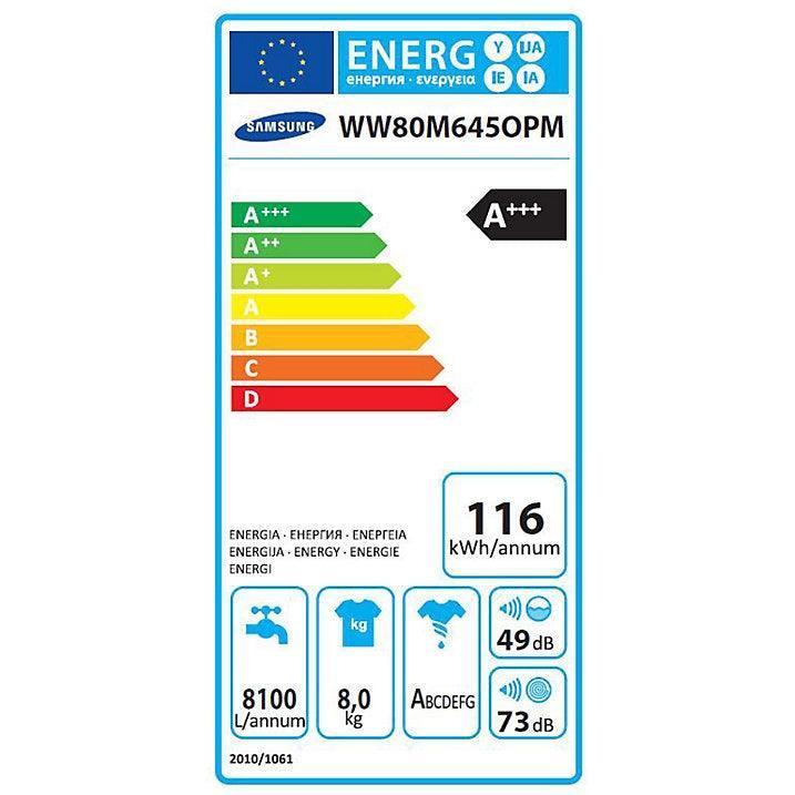 Samsung QuickDrive 8KG 1400 Spin Freestanding Washing Machine - White | WW80M6450PM from DID Electrical - guaranteed Irish, guaranteed quality service. (6890771316924)