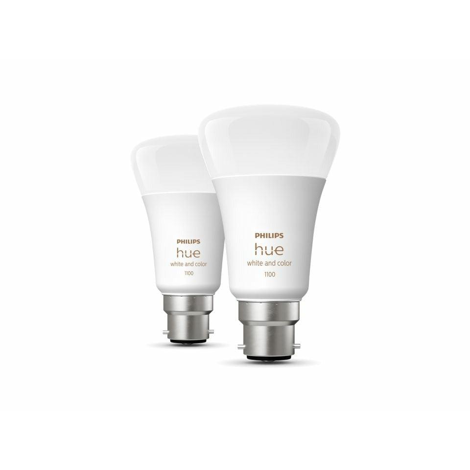 Philips Hue White and Colour B22 Smart LED Bulb - Pack of 2 | 929002468903 (7489357742268)