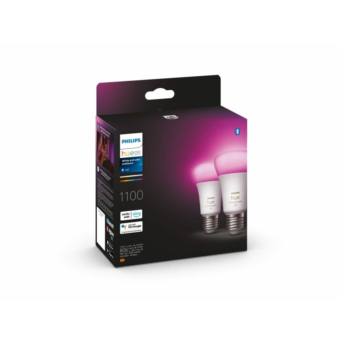 Philips Hue White and Colour E27 Smart LED Bulb - Pack of 2 | 929002468802 (7489357709500)