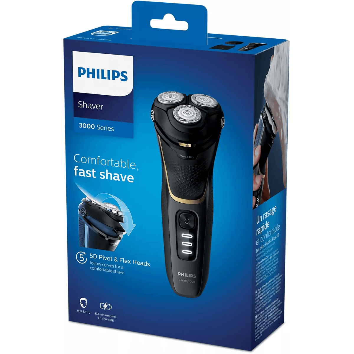Philips Series 3000 Wet or Dry Electric Shaver - Black &amp; Noir Gold | S3333/54 (7460447420604)