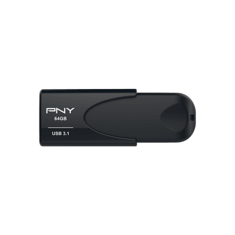 PNY Attached 4 64GB USB 3.1 Portable Flash Drive - Black | FD64GATT431KK-EF (7513080725692)