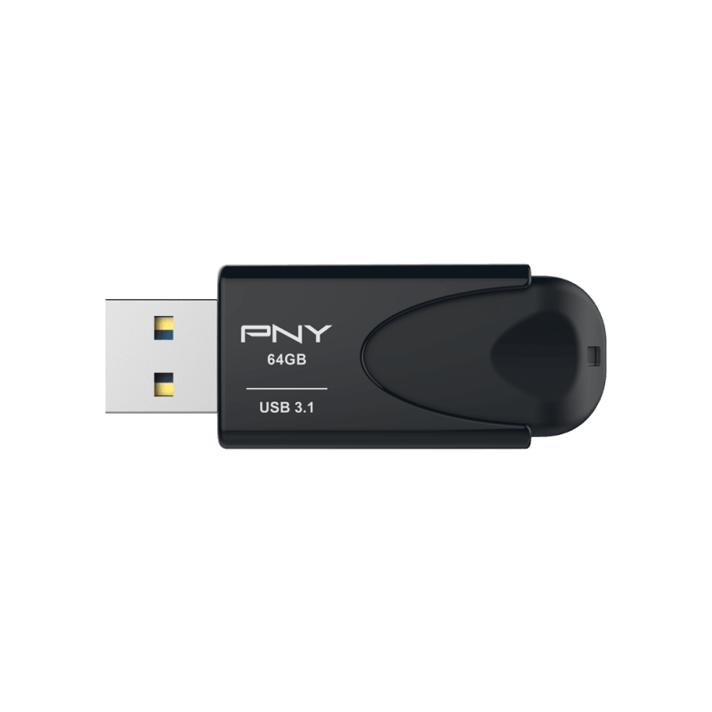PNY Attached 4 64GB USB 3.1 Portable Flash Drive - Black | FD64GATT431KK-EF (7513080725692)