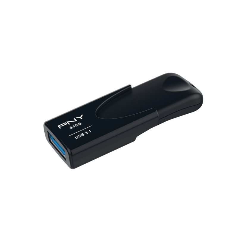 PNY Attached 4 64GB USB 3.1 Portable Flash Drive - Black | FD64GATT431KK-EF (7513080725692)