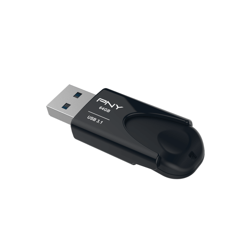 PNY Attached 4 64GB USB 3.1 Portable Flash Drive - Black | FD64GATT431KK-EF (7513080725692)