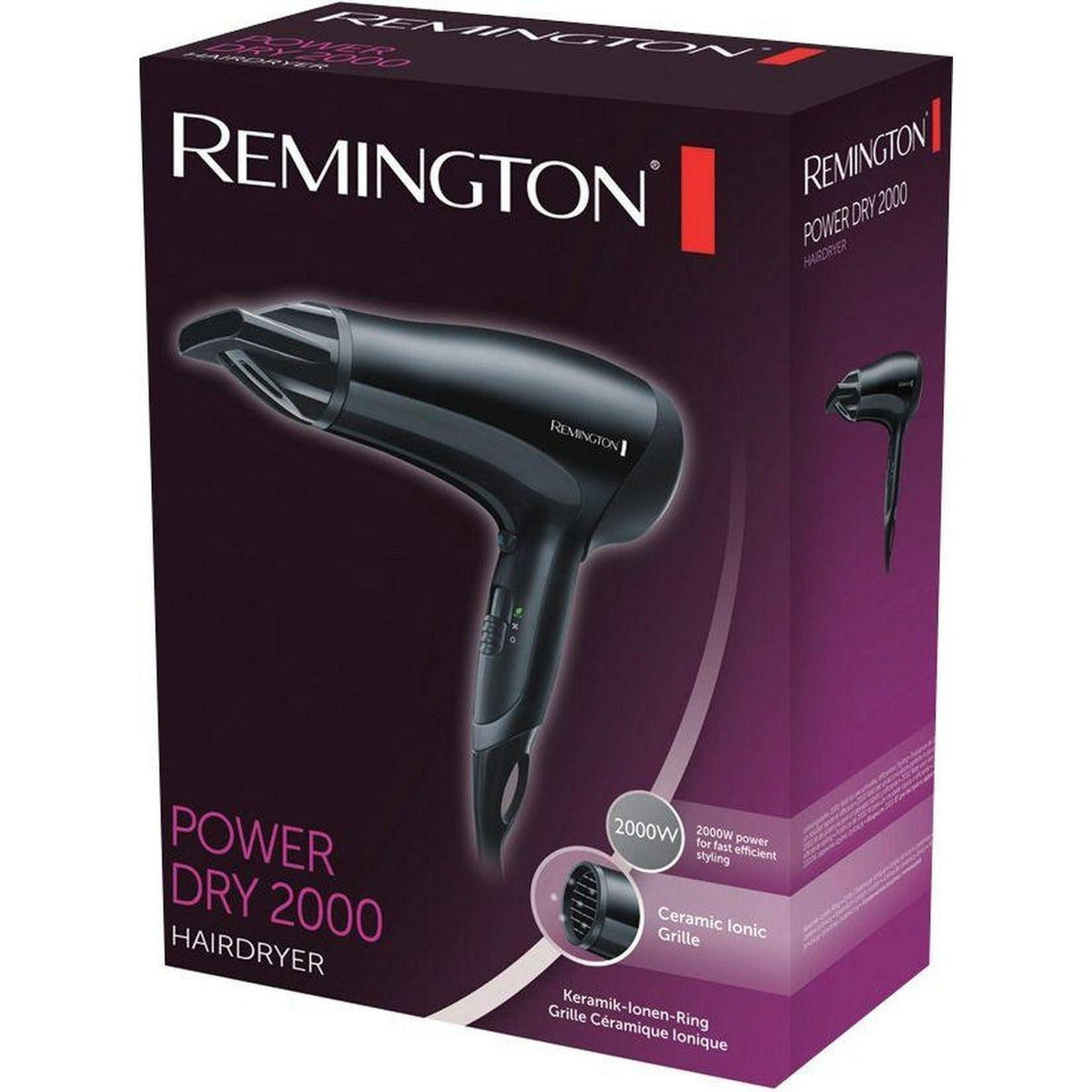 Remington Power Dry 2000W Hair Dryer - Black | D3010 from DID Electrical - guaranteed Irish, guaranteed quality service. (6890783080636)