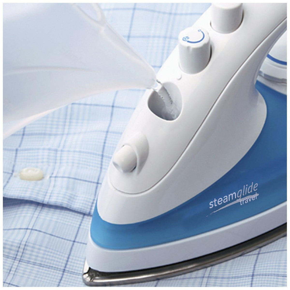 Russell Hobbs 760W Steam Glide Travel Iron - White & Blue | 22470 from DID Electrical - guaranteed Irish, guaranteed quality service. (6890781180092)