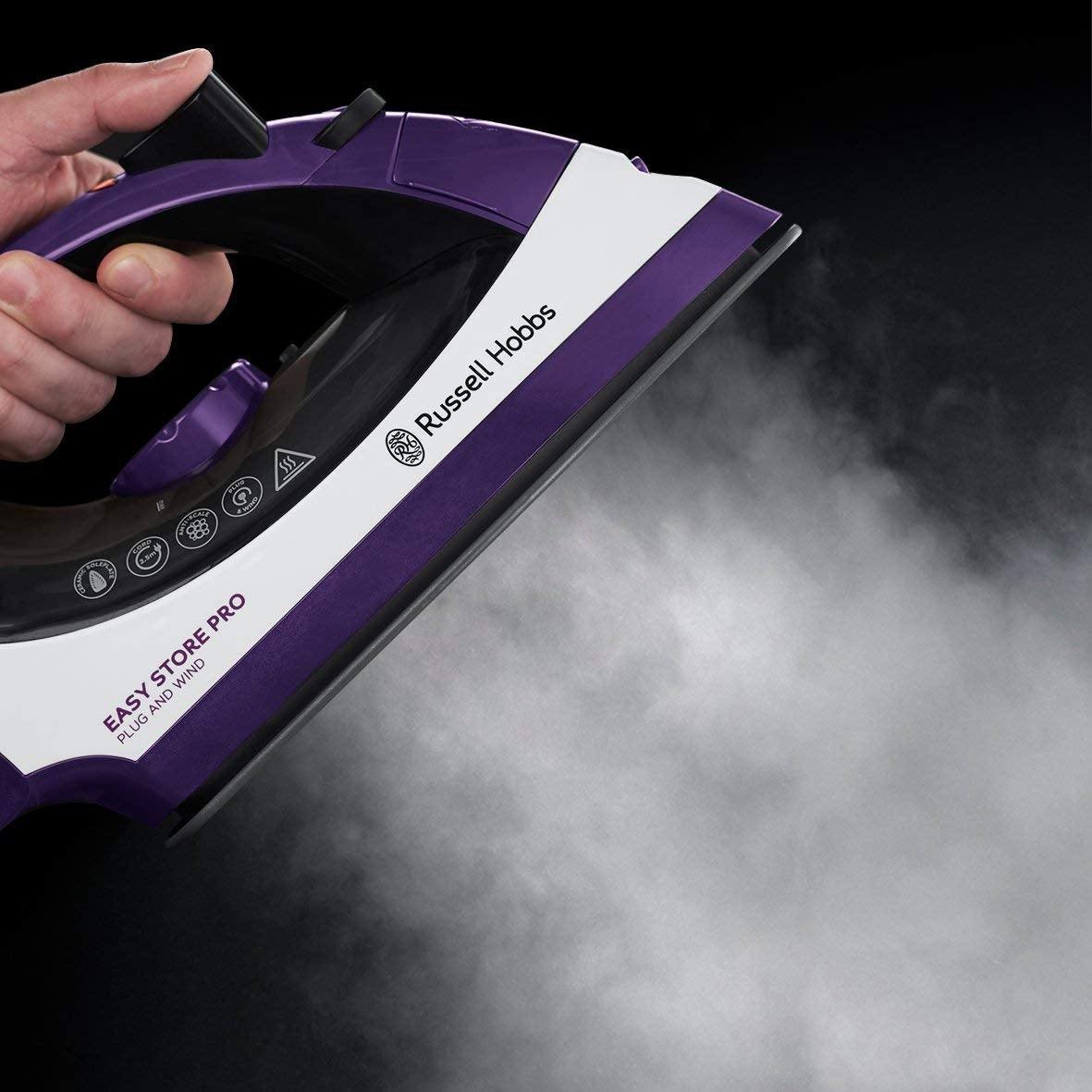 Russell Hobbs Easy Store Pro 2400W Steam Iron - Purple &amp; White | 23780 (6890790387900)