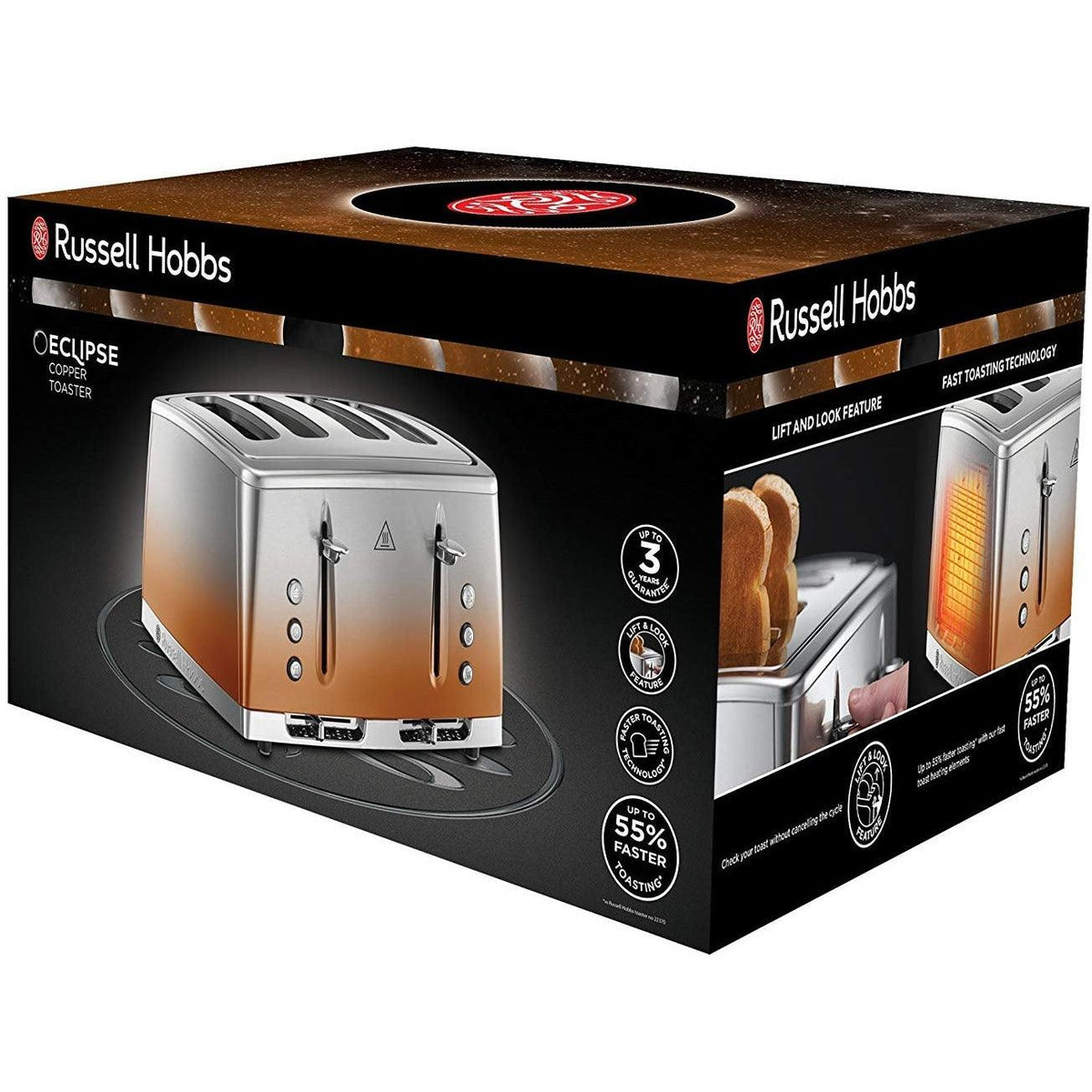 Russell Hobbs Eclipse 2400W 4 Slice Toaster - Copper Sunset | 25143 from DID Electrical - guaranteed Irish, guaranteed quality service. (6890787242172)