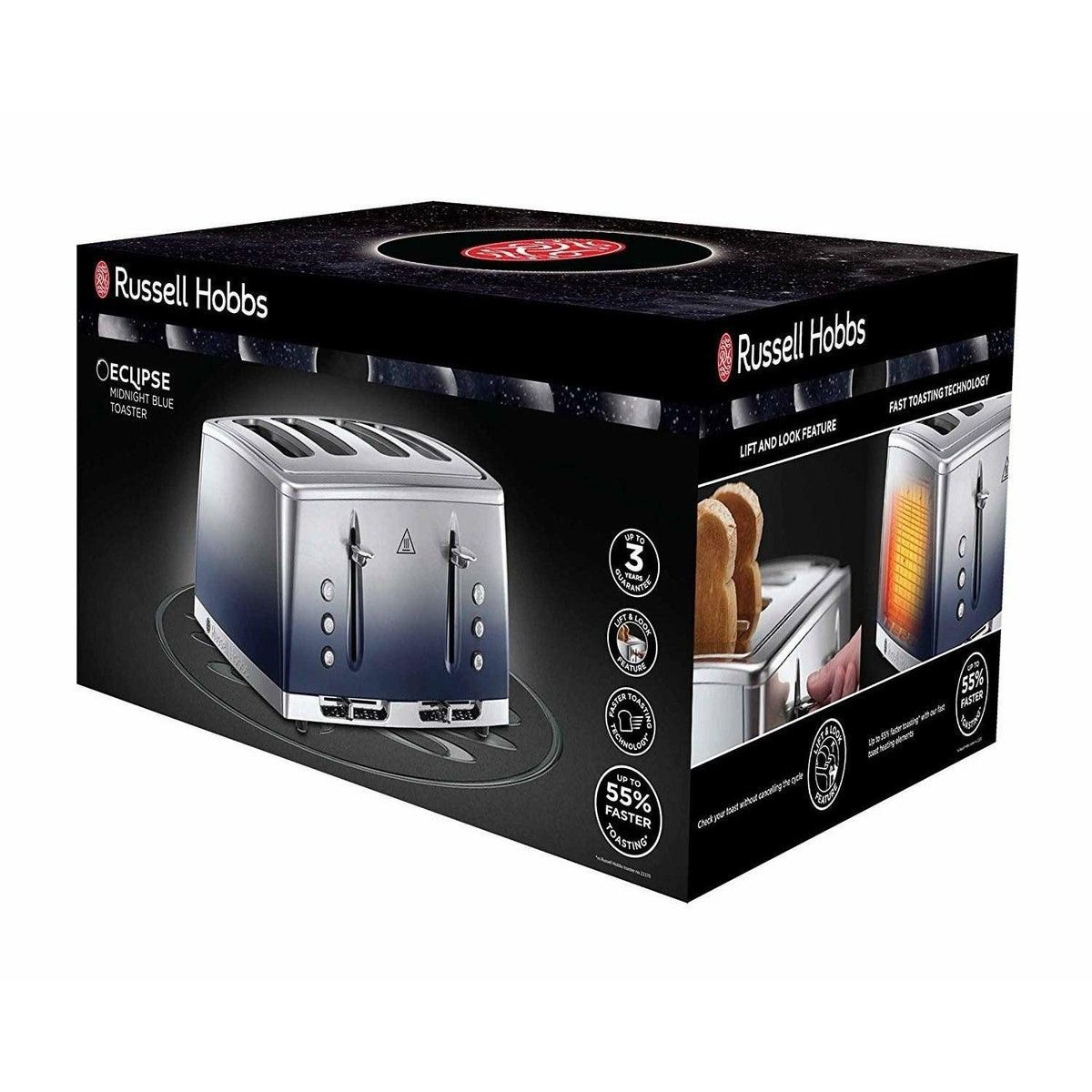 Russell Hobbs Eclipse 2400W 4 Slice Toaster - Midnight Blue | 25141 from DID Electrical - guaranteed Irish, guaranteed quality service. (6890787176636)