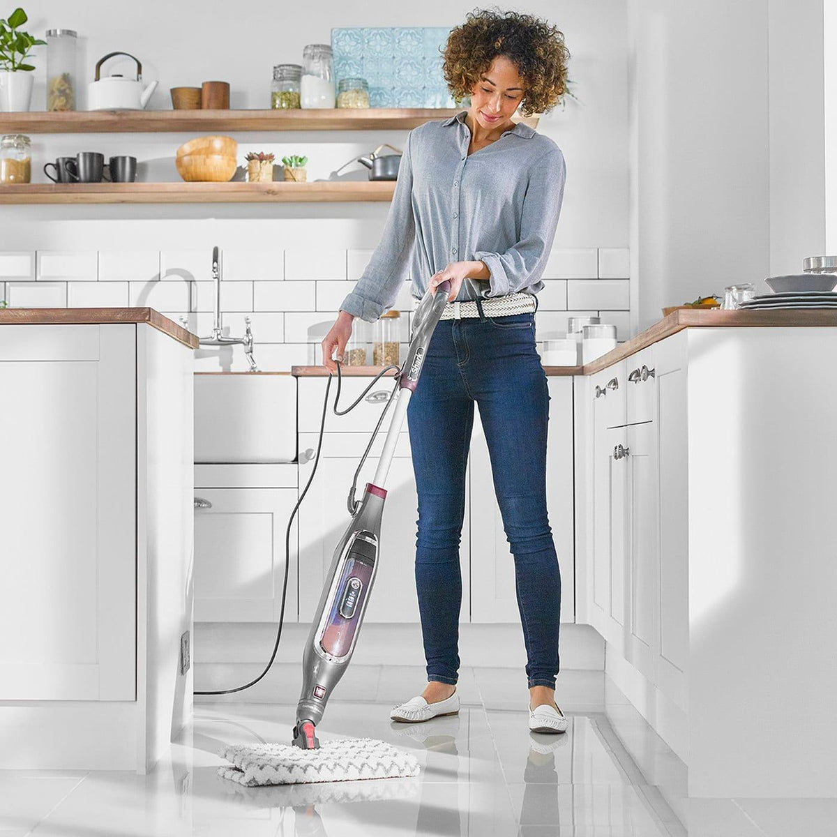 Shark 1200W Klik and Flip Automatic Steam Pocket Mop - Steel Grey | S6003UK from DID Electrical - guaranteed Irish, guaranteed quality service. (6977634894012)