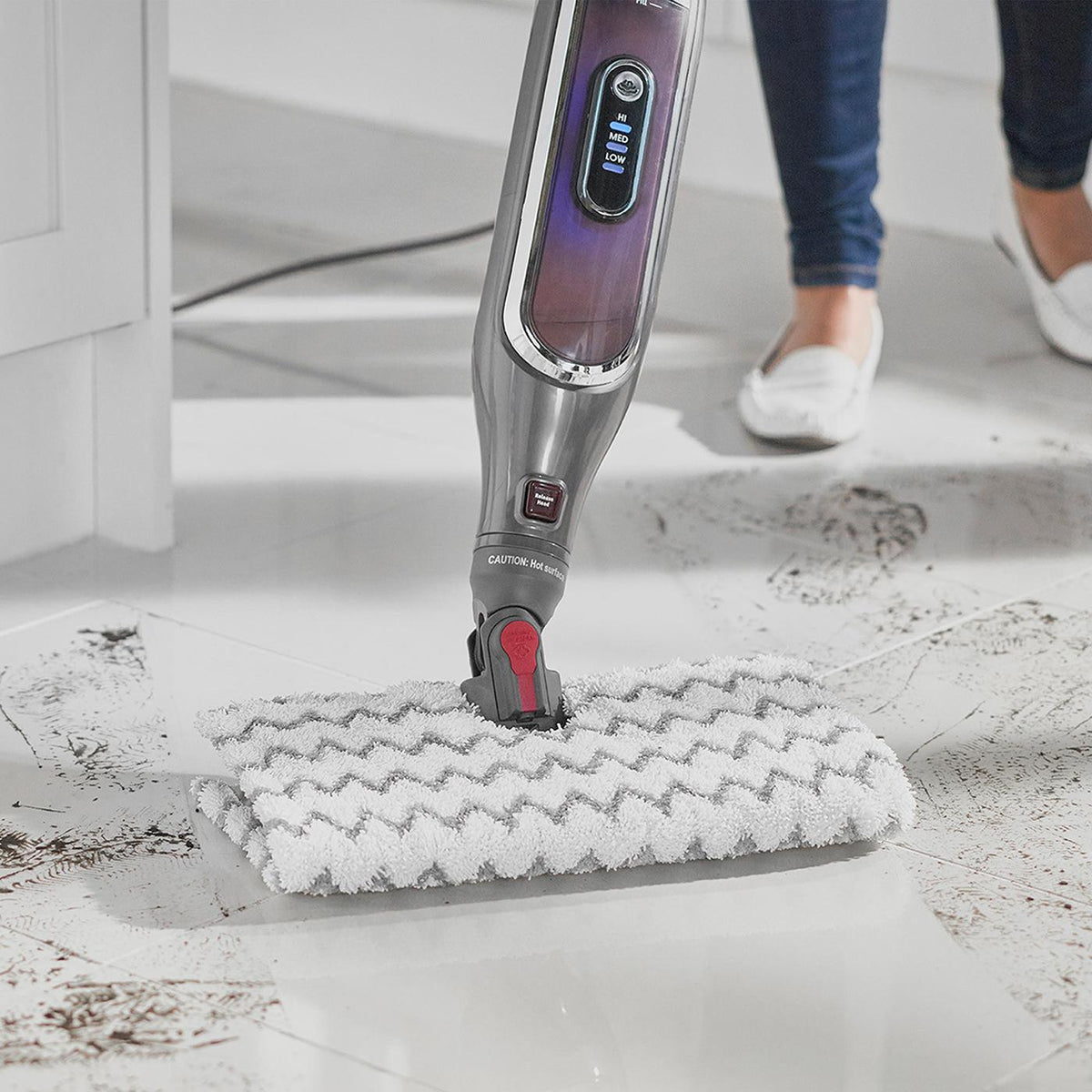 Shark 1200W Klik and Flip Automatic Steam Pocket Mop - Steel Grey | S6003UK from DID Electrical - guaranteed Irish, guaranteed quality service. (6977634894012)