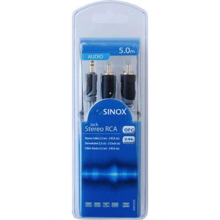 Sinox 5M 3.5mm Male to 2 x RCA Male Audio Cable - Gray | XA3405 (7451123089596)
