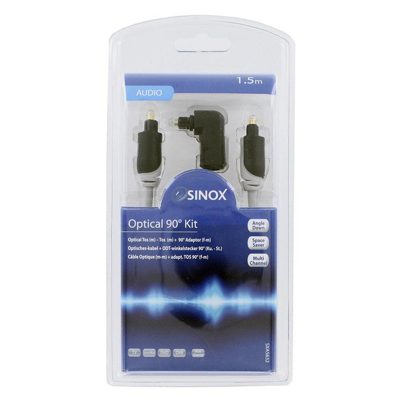 Sinox Digital Optical Cable 1.5m including Angled Adapter | XA5632 from DID Electrical - guaranteed Irish, guaranteed quality service. (6977389756604)