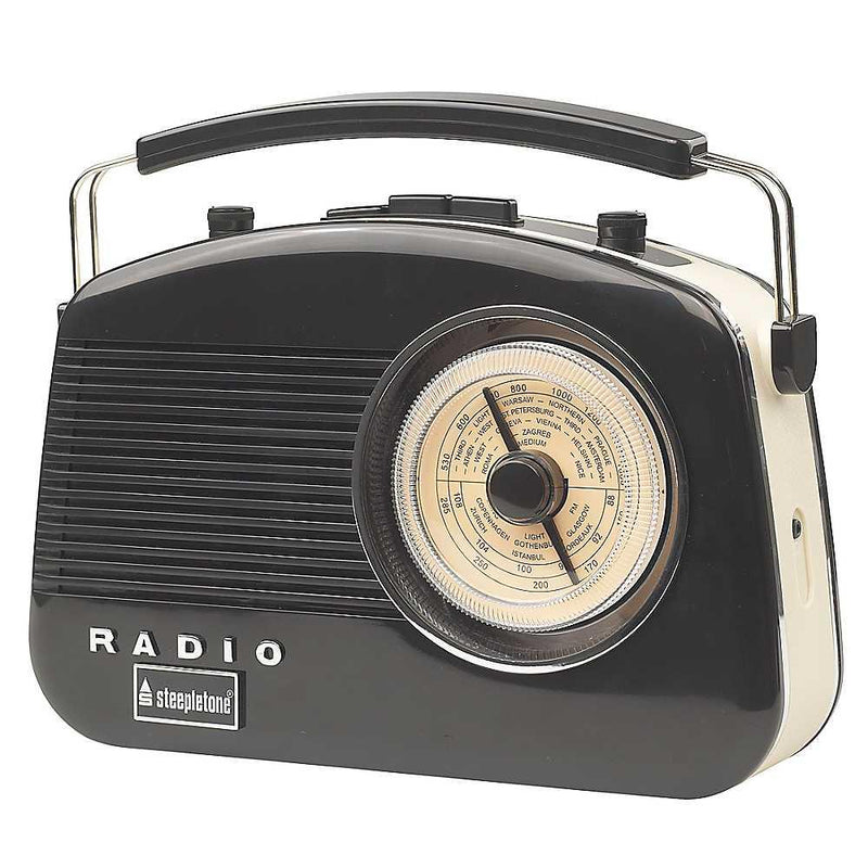 Steepletone Brighton 3 Band Portable Retro Radio - Black | BRIGHTONBLK from DID Electrical - guaranteed Irish, guaranteed quality service. (6890741334204)