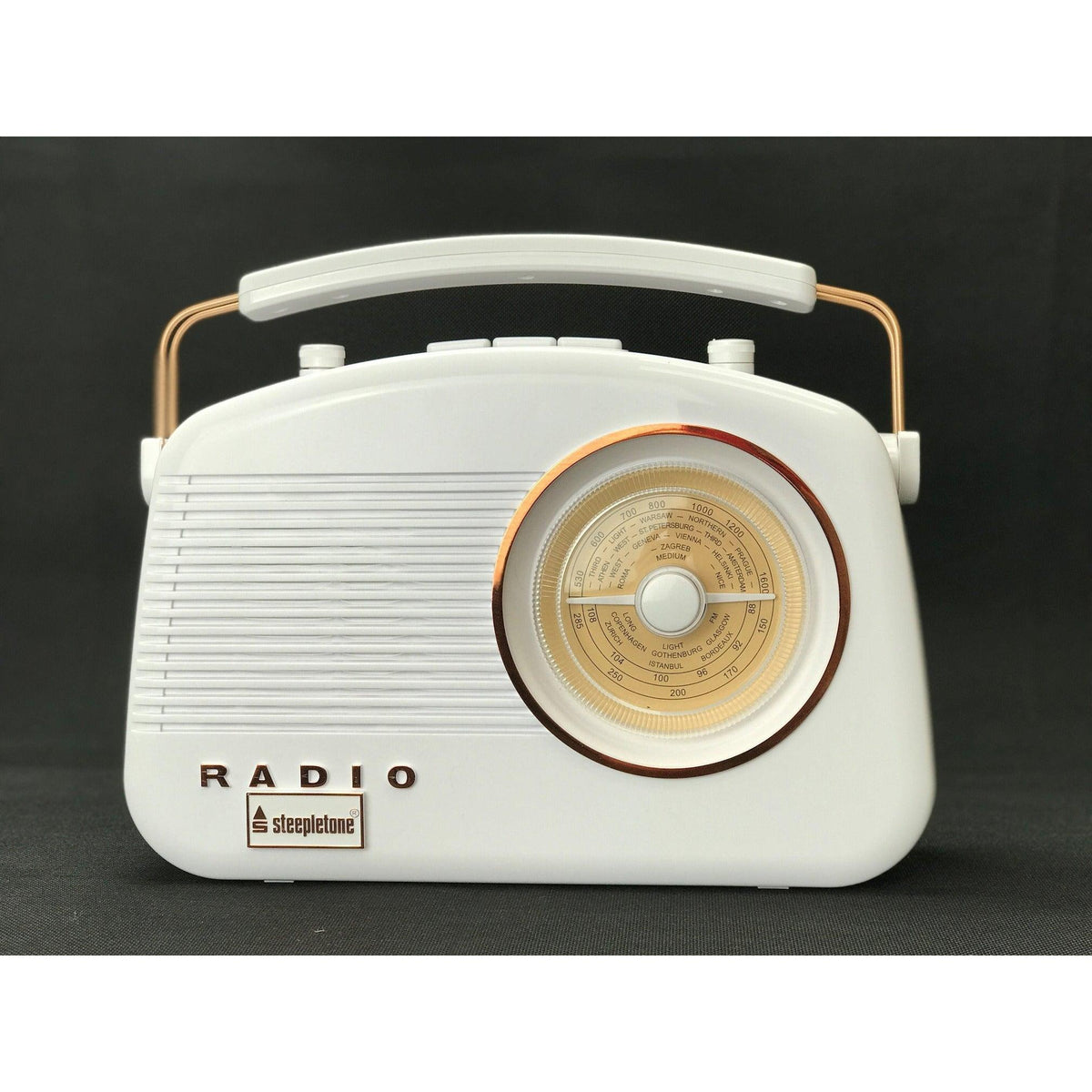 Steepletone FM/MW Brighton 3 Band Portable Radio - White Copper | BRIGHTOCOOPER from DID Electrical - guaranteed Irish, guaranteed quality service. (6890819158204)