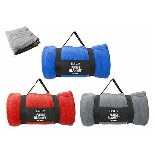 Clearance/Ex-Display Summit B&Co 150 x130CM Fleece Blanket with Carry Handle - Grey, Blue & Red | 602010 (7364246143164)