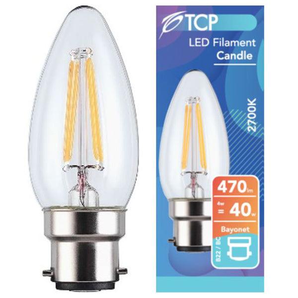 TCP 40W B22 Candle Filament Bulb - Clear | TCPBL-9 from DID Electrical - guaranteed Irish, guaranteed quality service. (6977523417276)