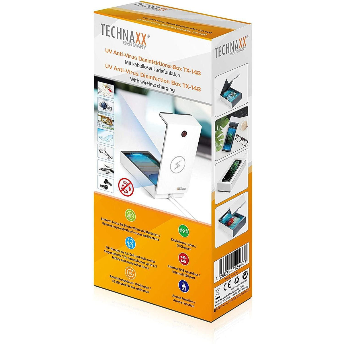 Technaxx UV Anti-Virus Disinfection Wireless Charging Box - White | TX-148 from DID Electrical - guaranteed Irish, guaranteed quality service. (6977469841596)